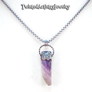 Chevron Amethyst Shard Pendant Necklace